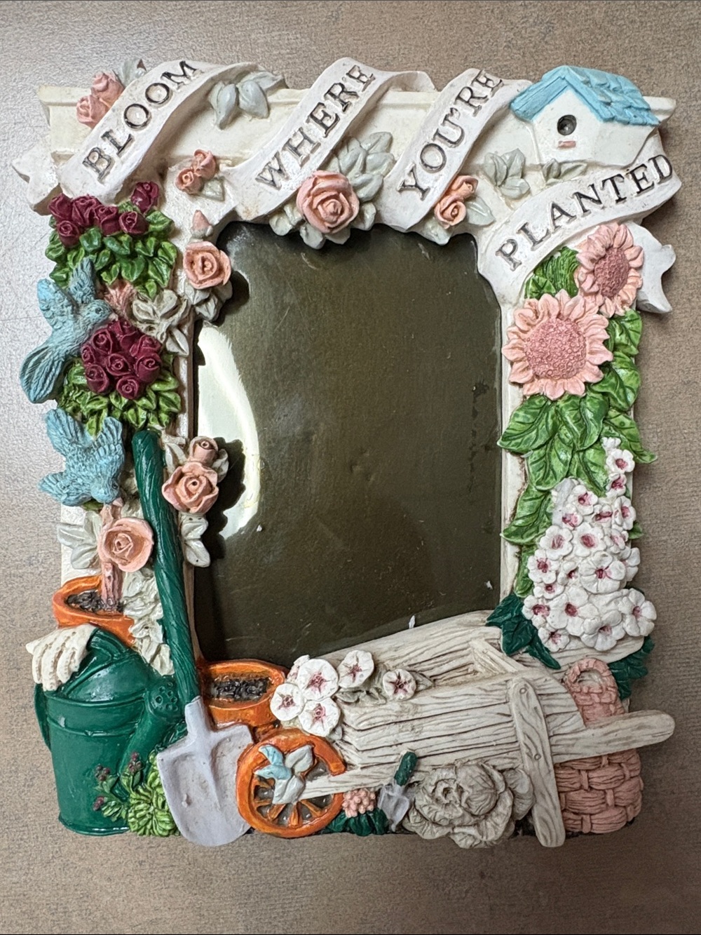 Bloom Where You're Planted Floral Garden Mirror Frame